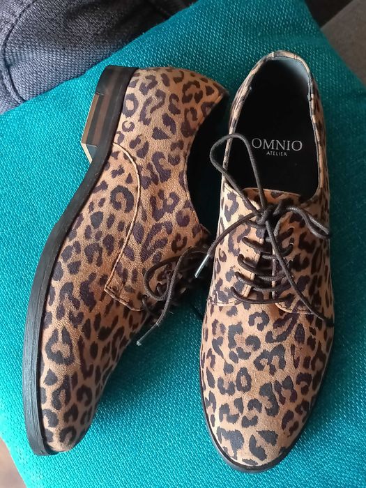 Pantofi Oxford din piele animal print