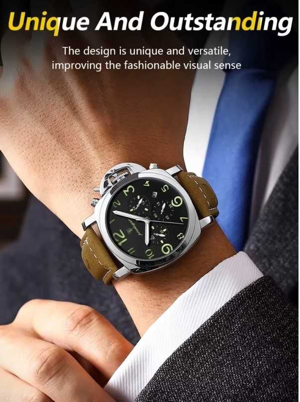 Ceas Poedagar Cronograf Cuarț 45 mm Stil Panerai Luminor