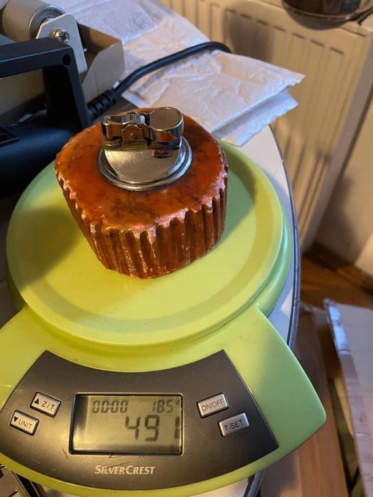 Bricheta in piatra de  alabastru rosu italia,anii 1970 lucrata manual