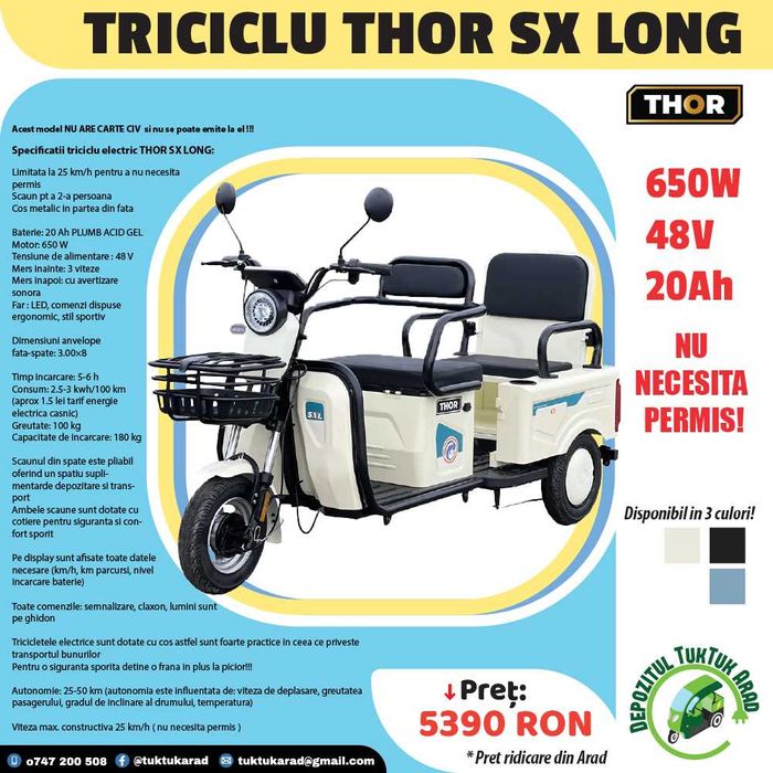 Triciclu persoane + transport FARA PERMIS AUTO !!!
