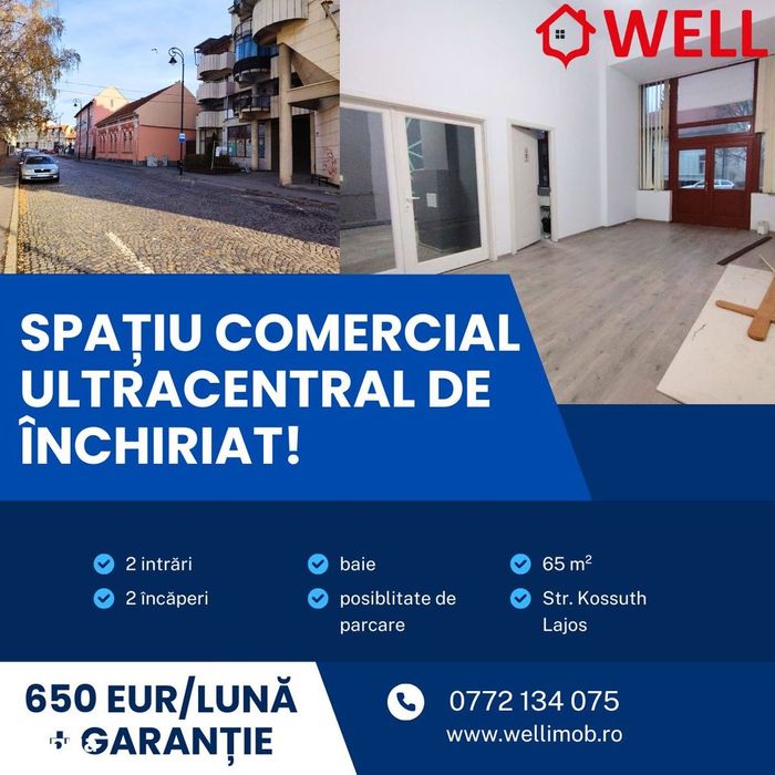 Spațiu comercial de închiriat în Sf. Gheorghe, pe str. Kossuth Lajos!