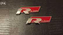 Emblema VW R-line Aripi golf/passat/scirocco/tiguan metal rosu/crom