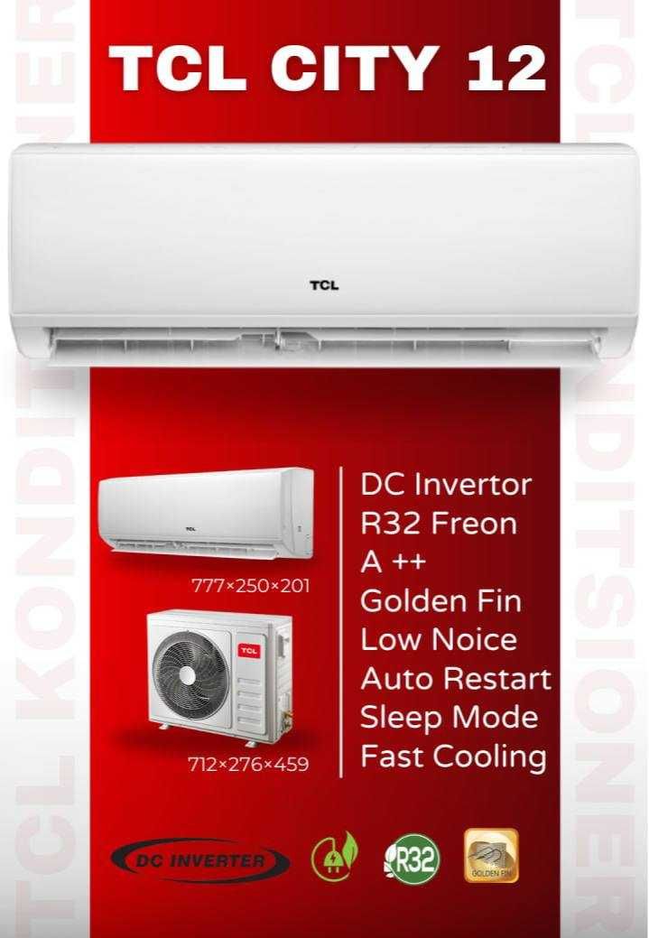 Кондиционер TCL CITY 12 DC Inverter по Акции 15% + Гарантия + доставка