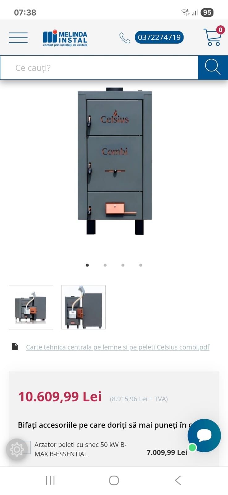 Centrala pe lemne și pe peleti Celsius combi