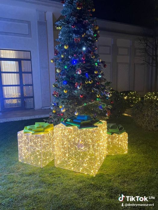 Новогоднее оформление фасадов зданий домов офисов магазинов,