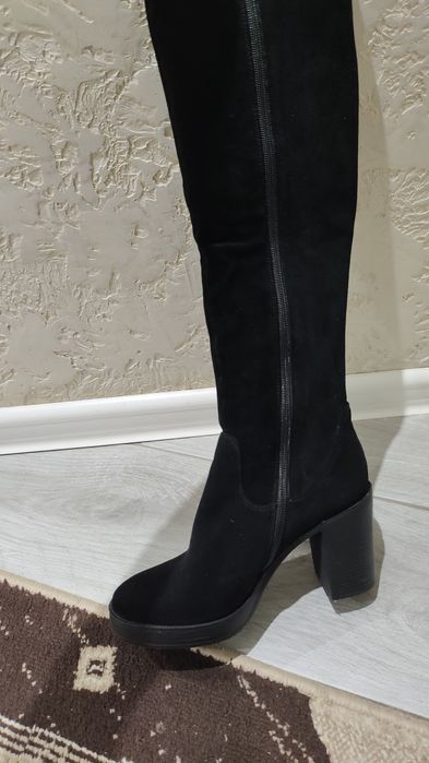 Замшевые сапоги  ботфорты