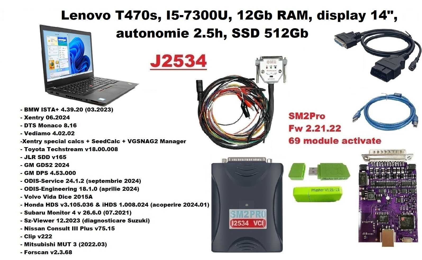 Lenovo T470s + Scanmatik 2 Pro, Passthru J2534 Odis Ista Xentry MUT3