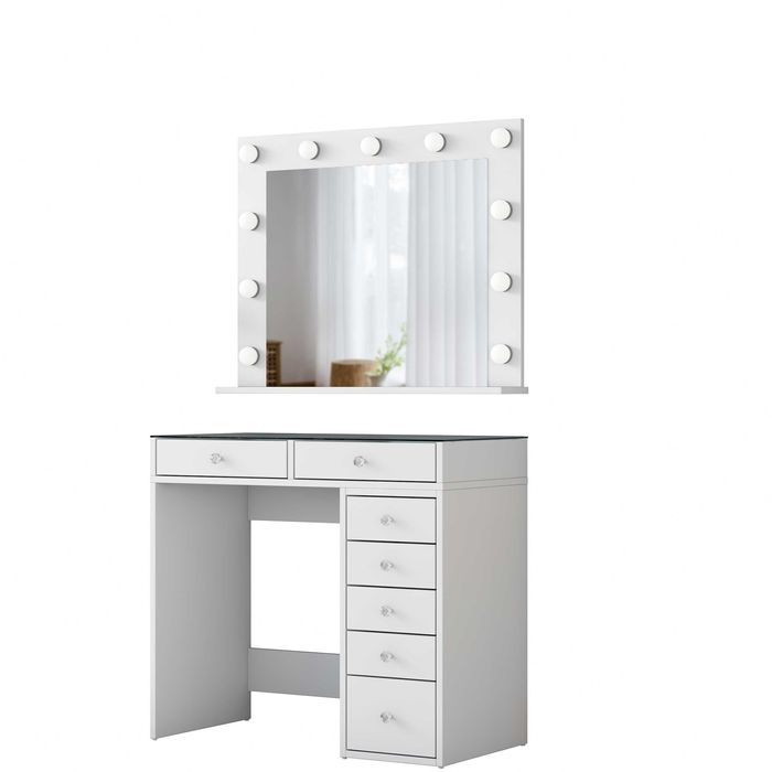 Тоалетка с Огледало и LED Осветление Puzzle-home 2788