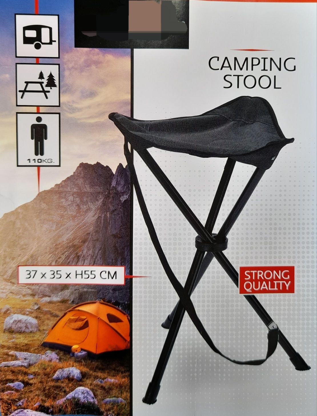 2 x Scaun înalt și pliabil pentru camping, pescuit, drumeție, piață