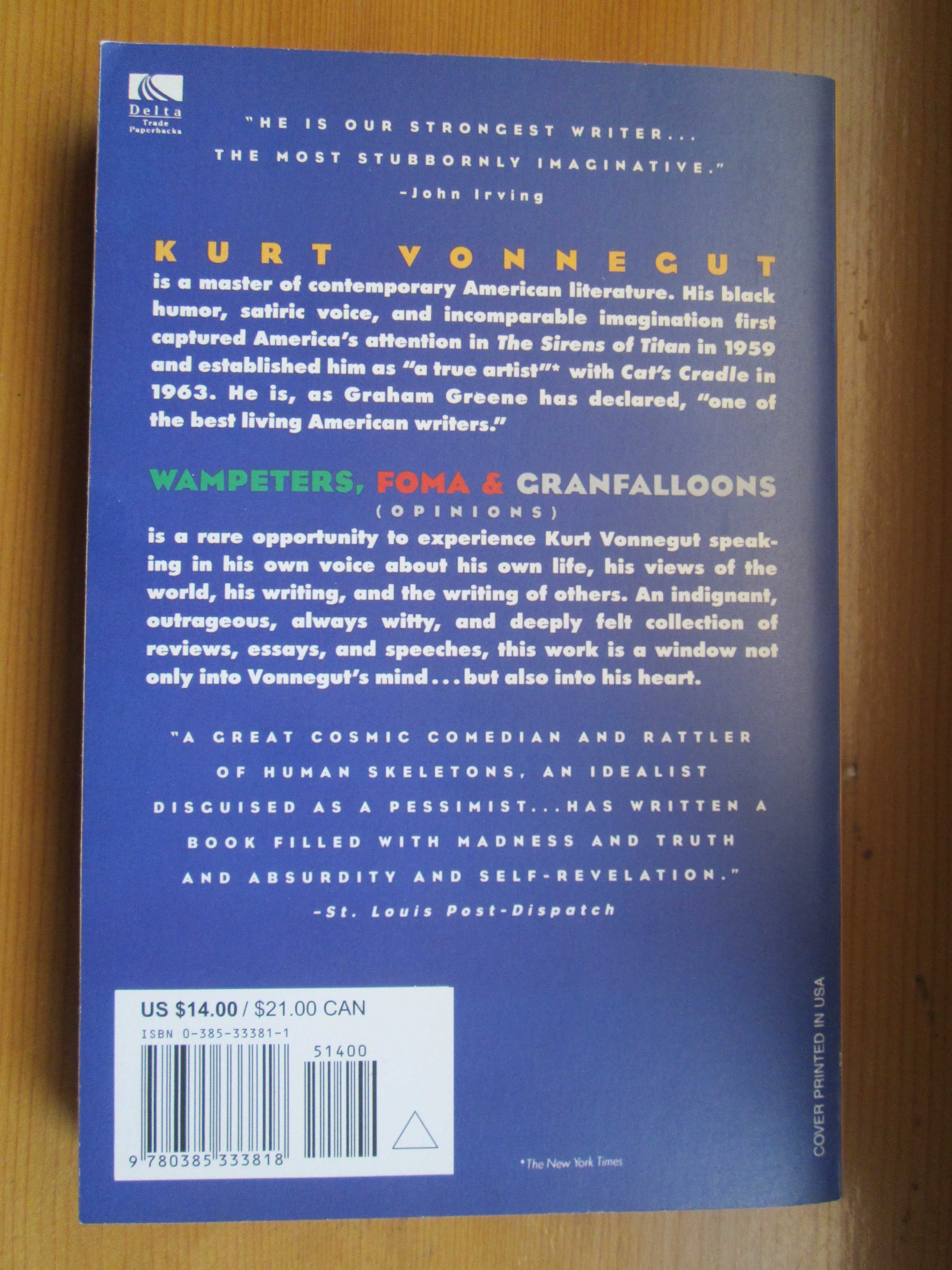 Carte  'Wampeters, Foma and Granfalloons', Kurt Vonnegut (in engleza)