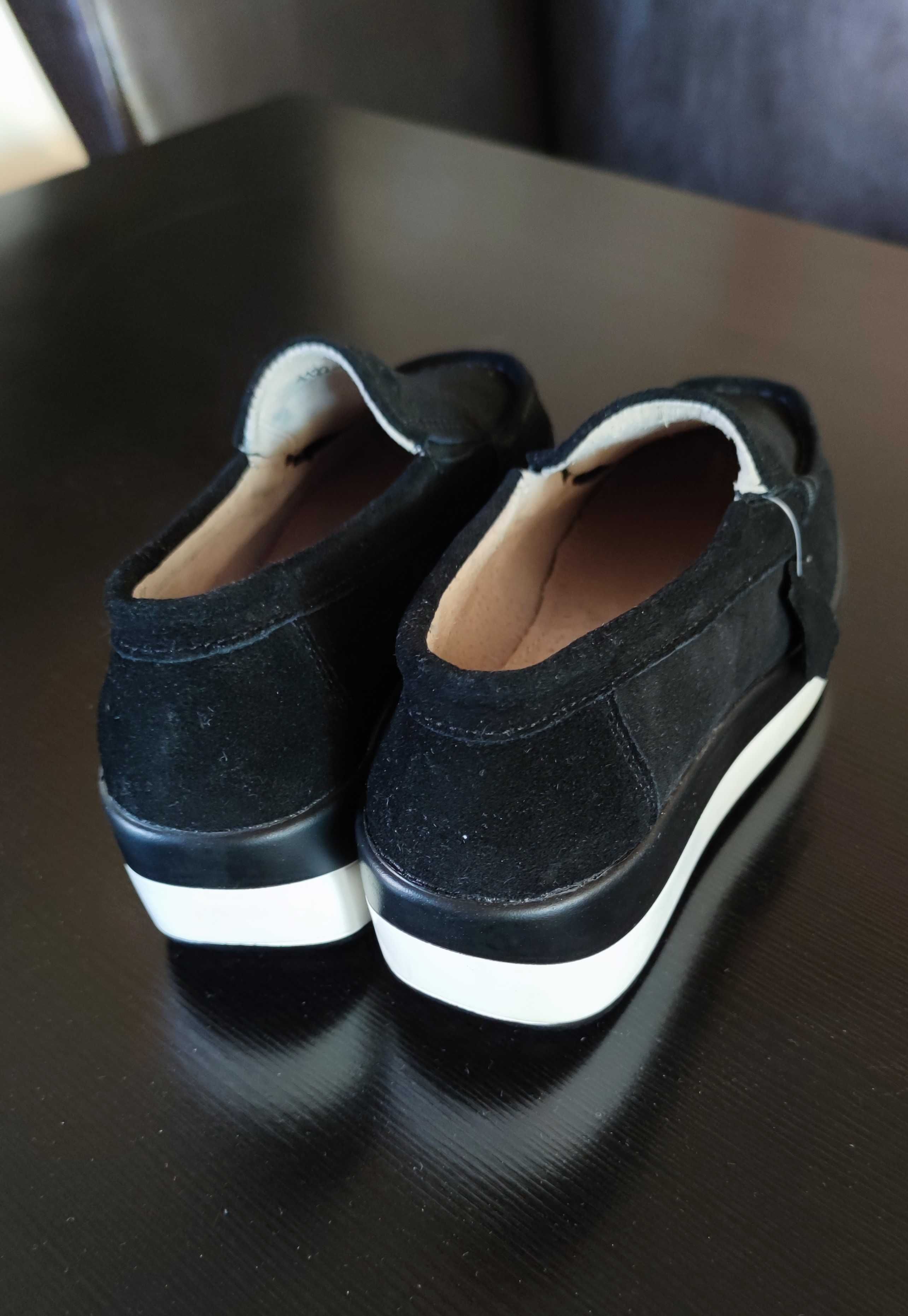 Pantofi piele naturala intoarsa culoare negru mar 38