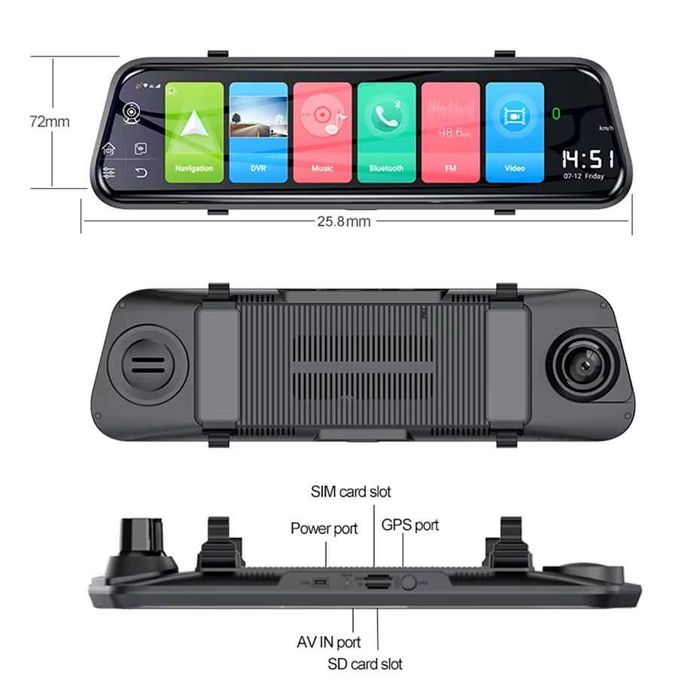 Camera video auto android DVR oglinda