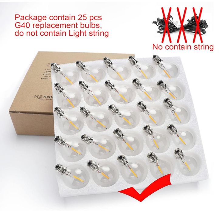 25 LED G40 Крушки IP44 Водоустойчиви Топло Бяло за Гнездо E12, 0.6w