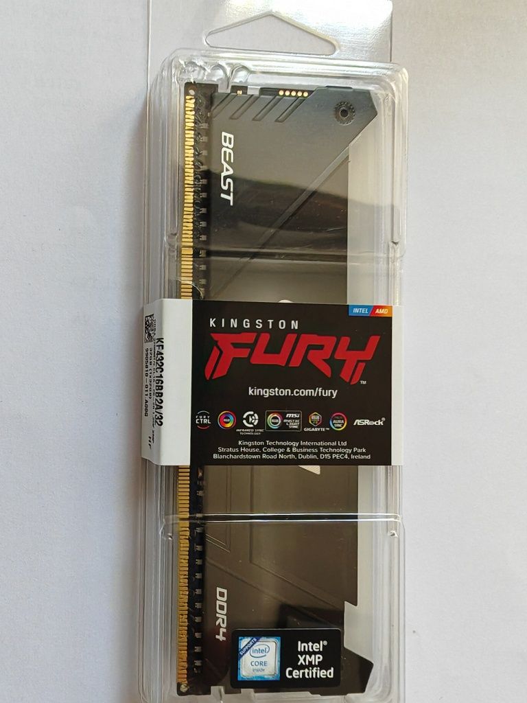 Memorie PC Kingston FURY Beast RGB, 16, 32GB DDR4, 3200MHz CL16