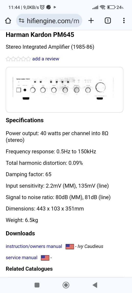 Amplificator(stație)Harman Kardon PM645