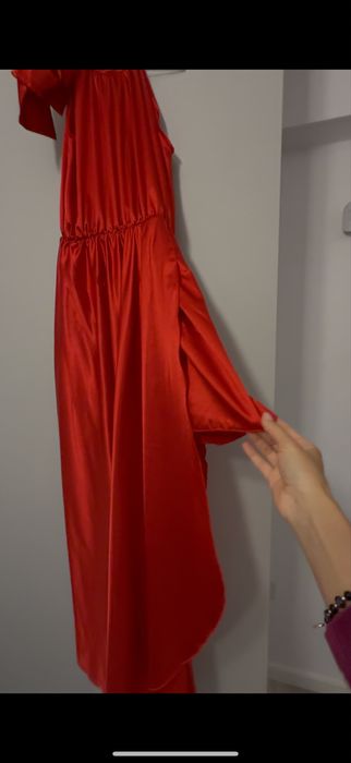 Rochie rosie saten eleganta