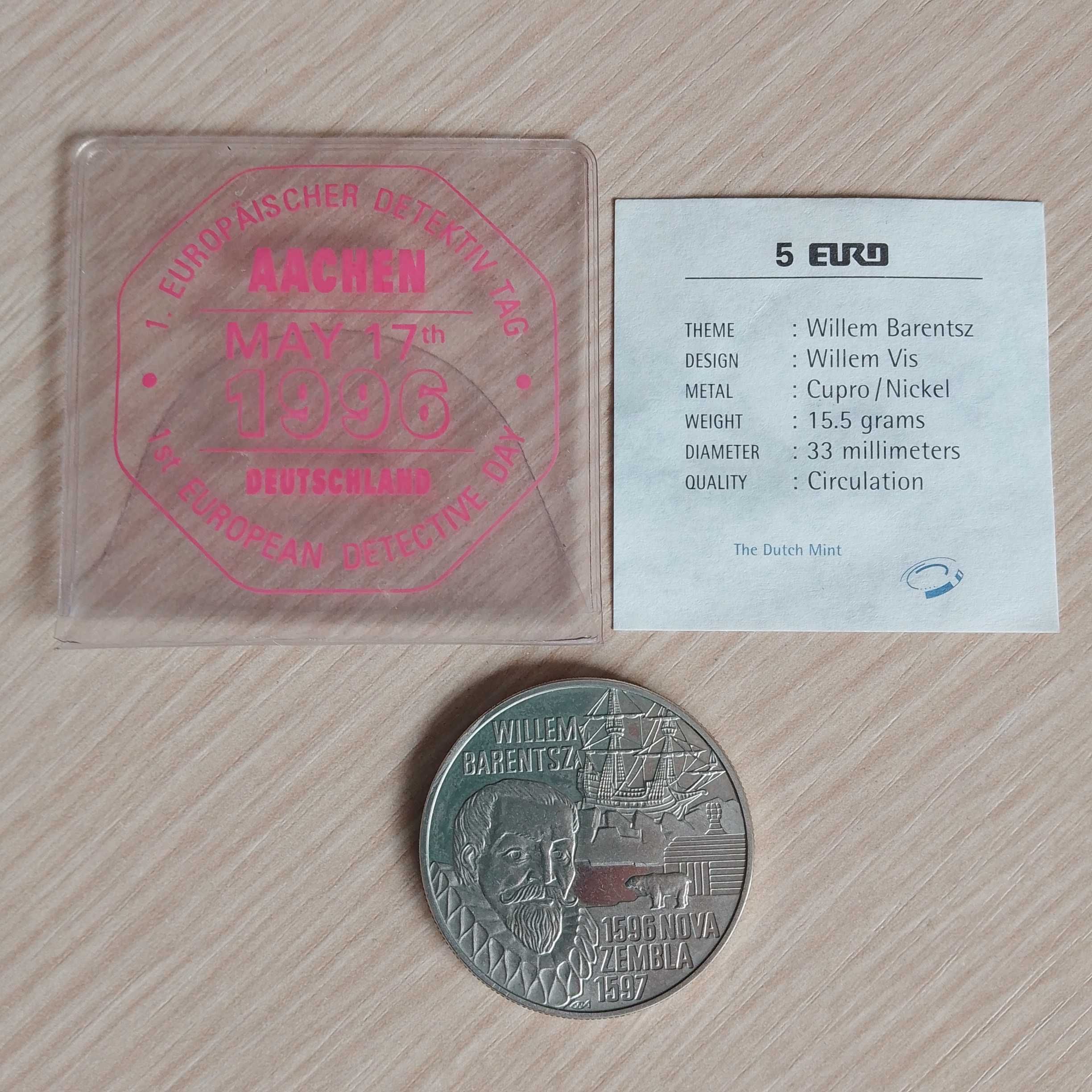 Монета 5 евро Нидерландия от 1996