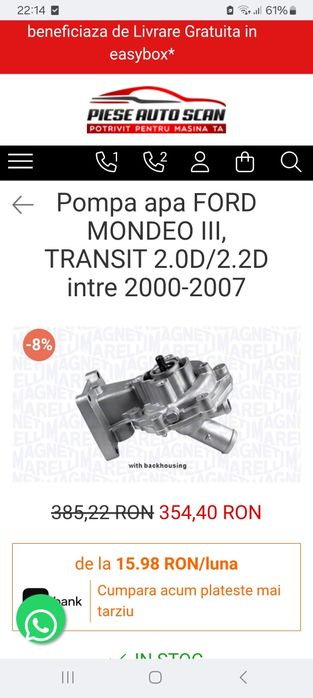 Casetă direcție + pompă apă ford mondeo mk3