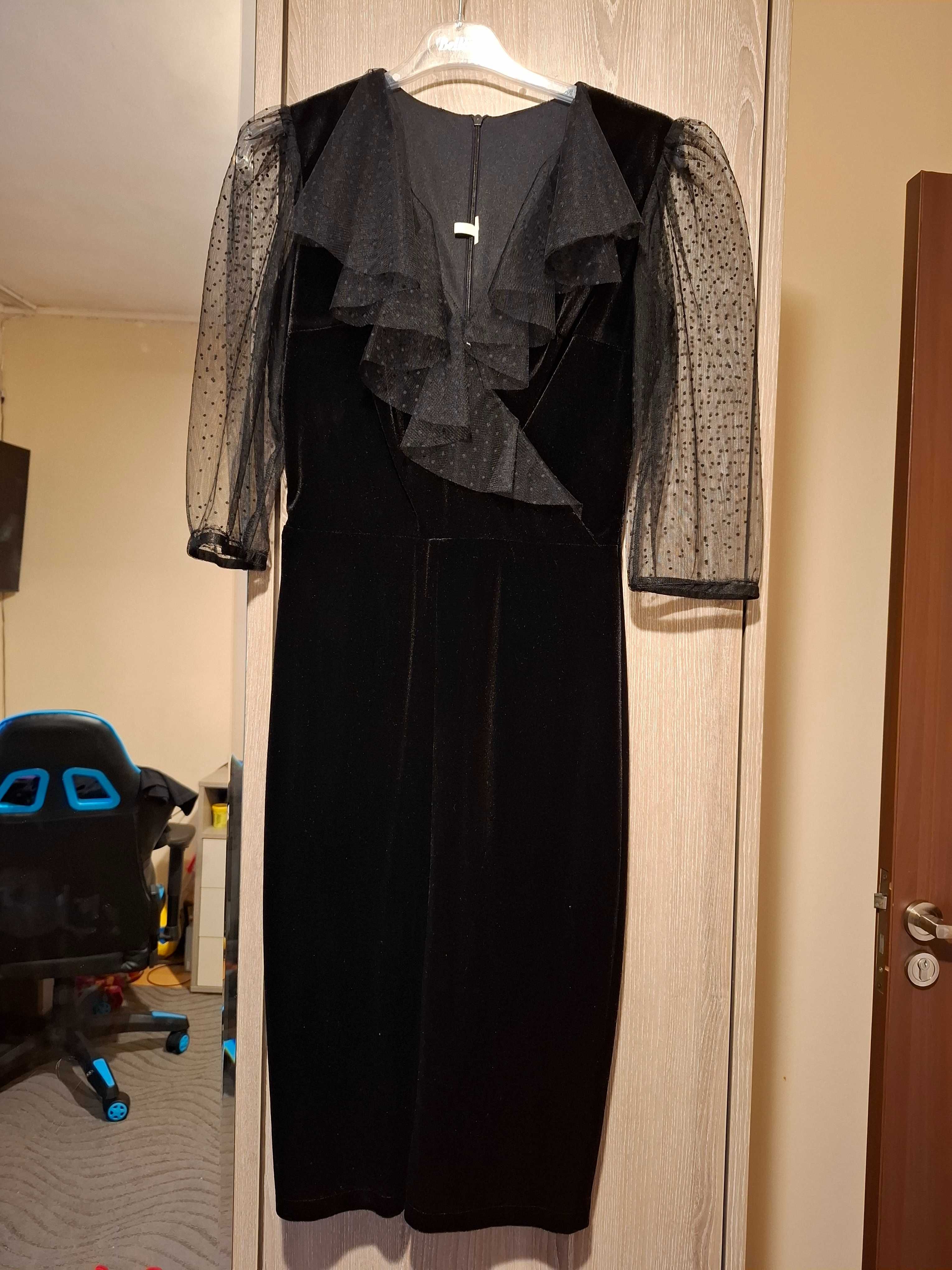 Rochie neagra catifea de ocazie marimea M