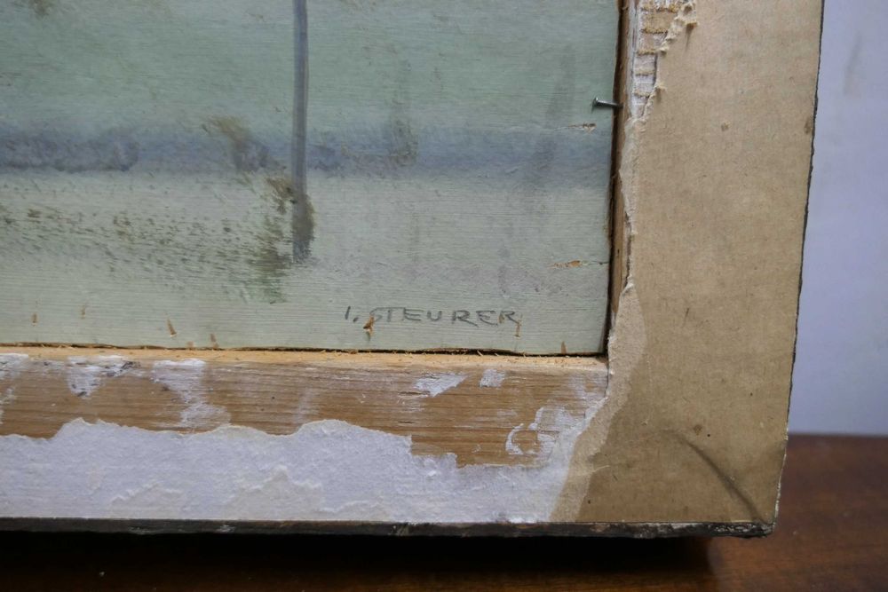 Iosif Steurer - Peisaj de iarna - Fata/ verso 2 lucrari Rama de epoca