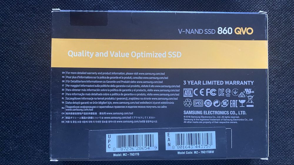 SIGILAT SSD intern Samsung 860 QVO 1TB SATA III 550MBs/520MBs