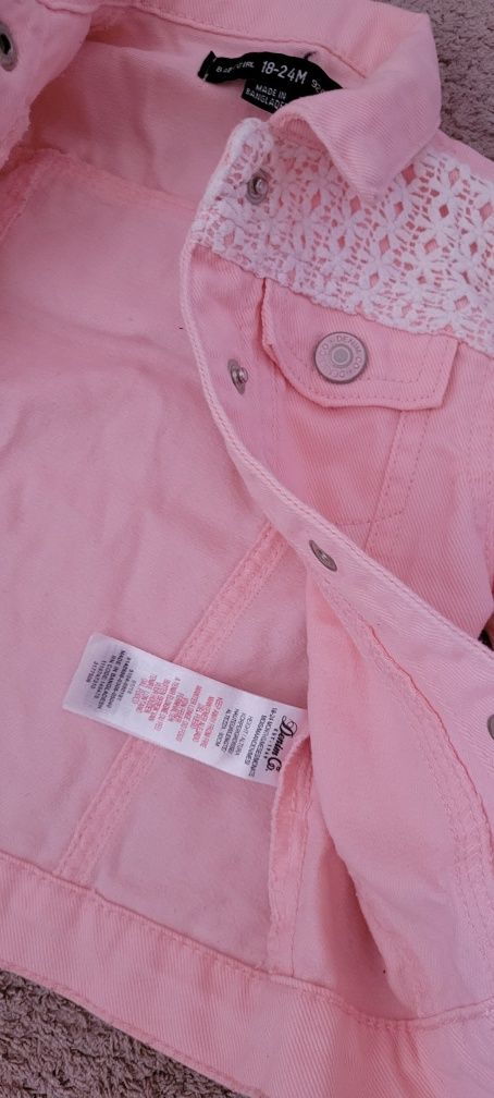 Geaca denim roz pudră pt fetițe, absolut deosebită, 12-24 luni
