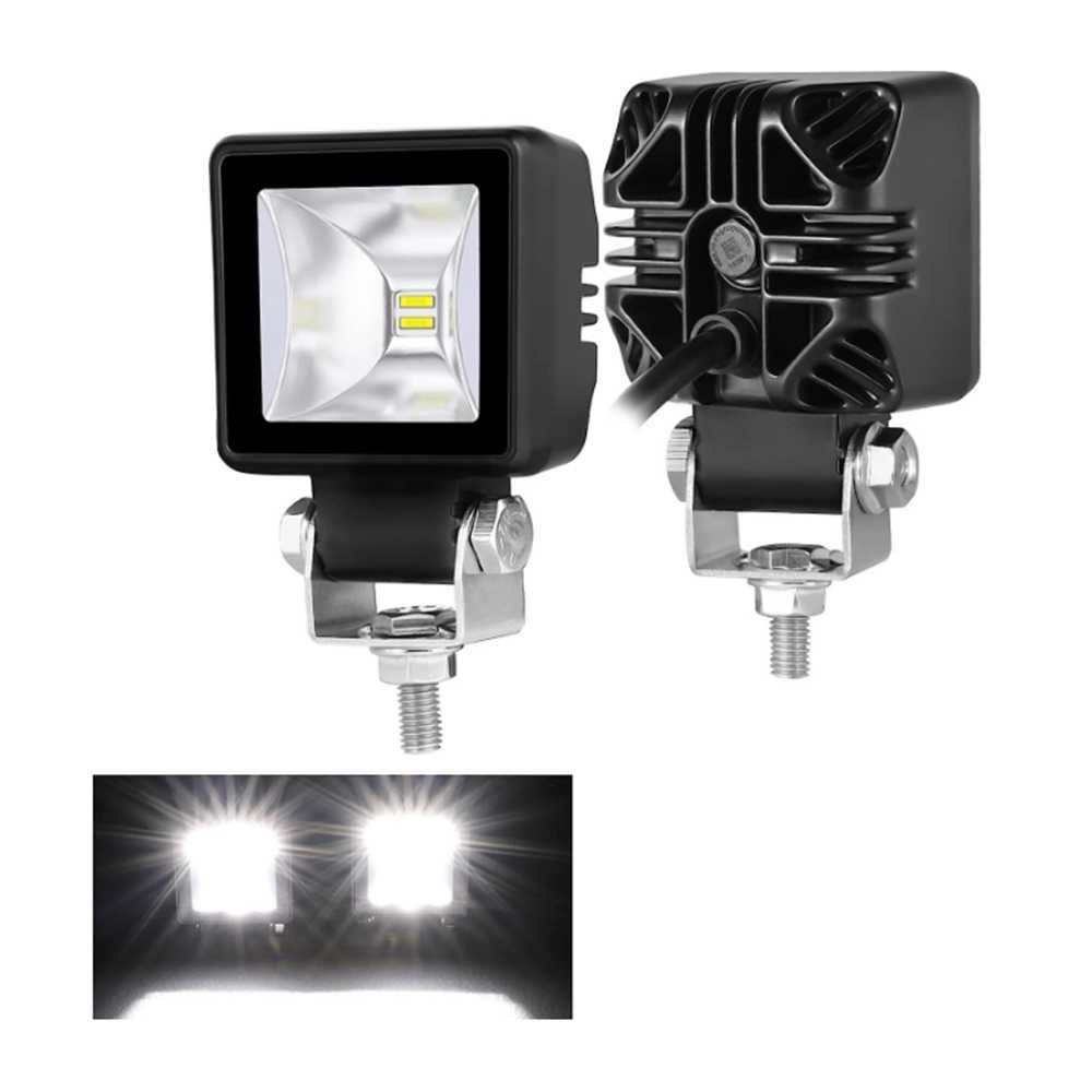 LED халоген лампи с окабеляване 12-24V,Flood и DRL бяла светлина,6броя
