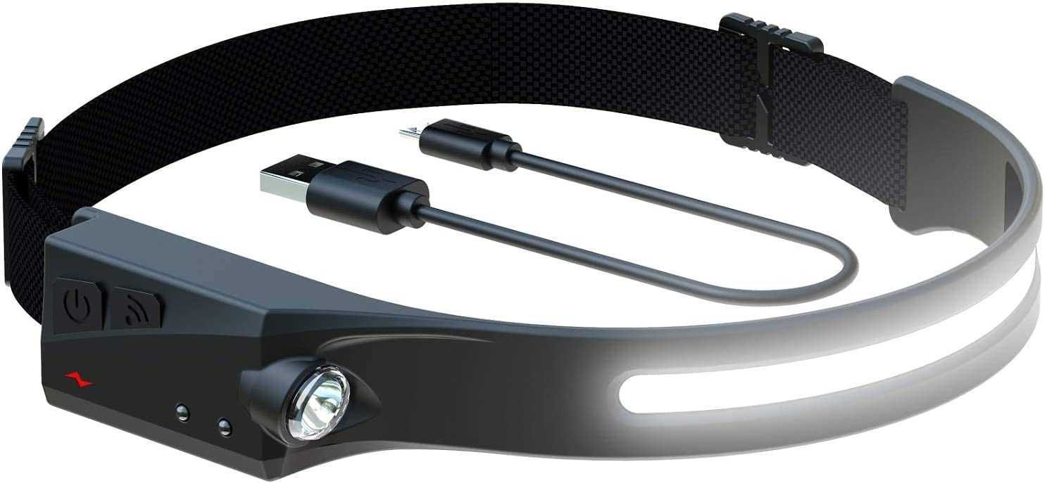 Сензорен LED челник-лента,панорамен,USB зареждане, спорт,туризъм