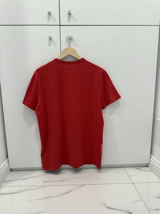 Moncler Men's T-Shirt Short Sleeve Big Logo Reflective Red Size M