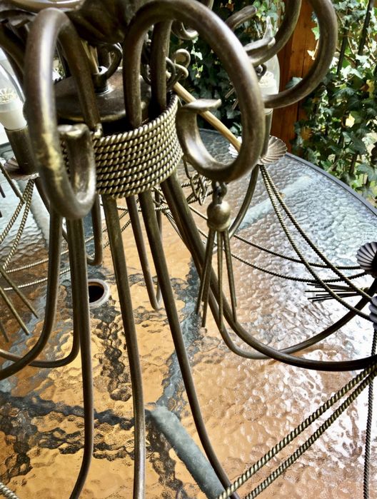 Lustra / lampa / candelabru cu 10 becuri ( 3 buc)  , finisaj bronz.