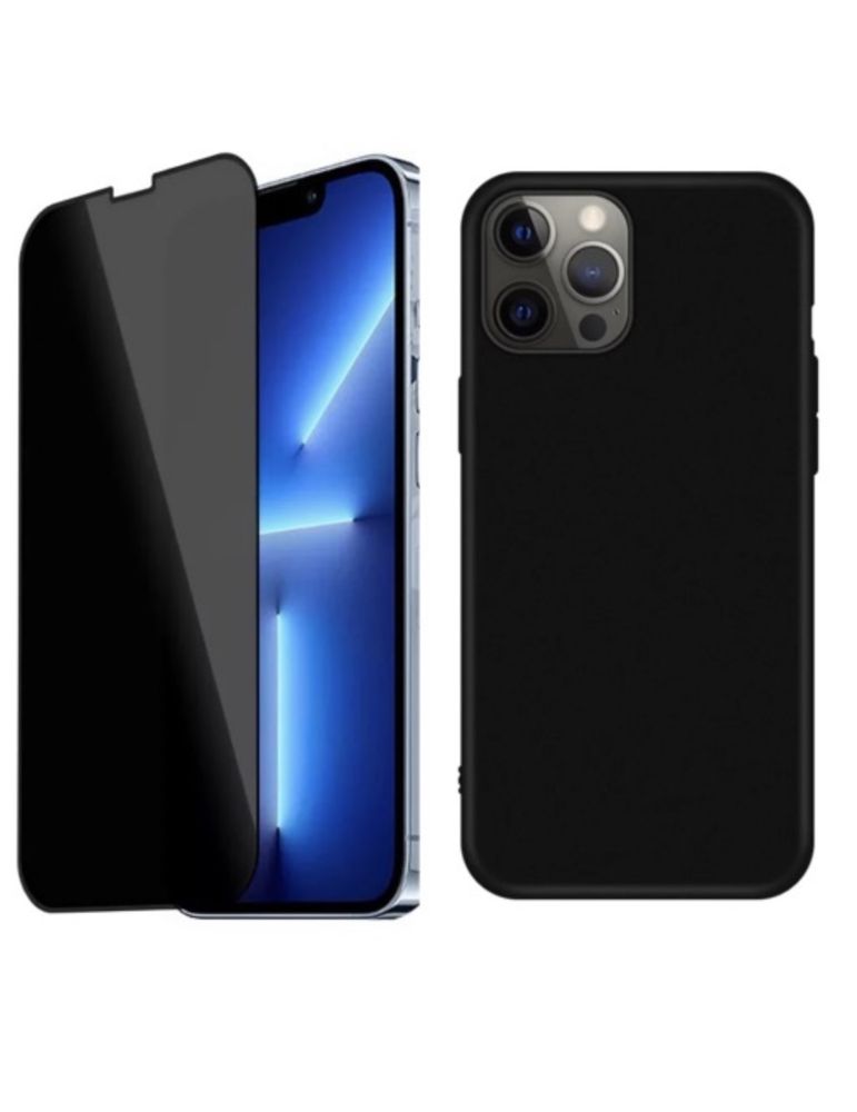 Iphone 13/14/15/16 PRO MAX Husa Silicon Surfa si Folie Sticla Privacy