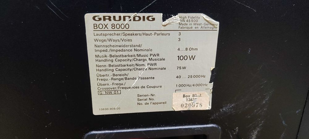 Boxe Audio Grundig Box 8000 Difuzoare Audio Boxe De Raft