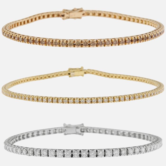 Bratari Diamante aur 18k Alb,Galben,Roz