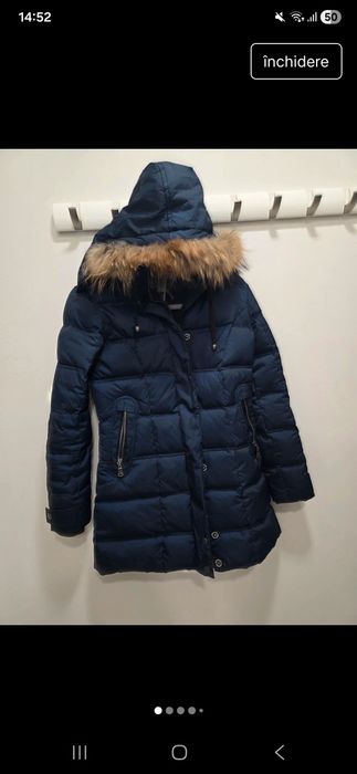 Geaca pene gasca  si blana naturala super calduroasa