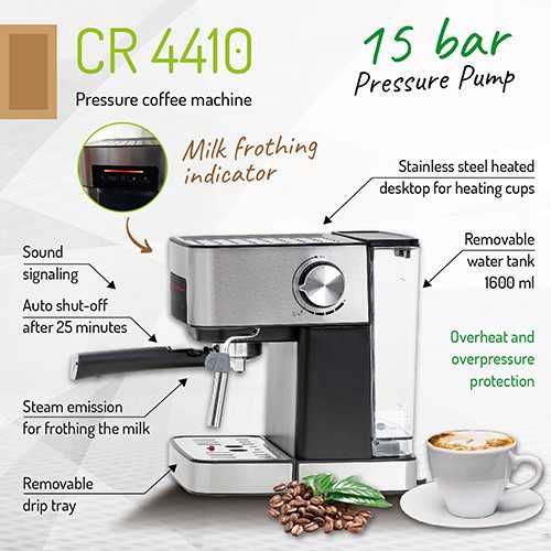 Espressor Adler CR 4410, 15 bar, 850 W, rezervor 1.6 L