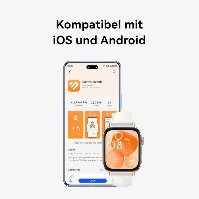 Нов Смарт Часовник Huawei Watch FIT 3, Space Gray, Найлонова Каишка