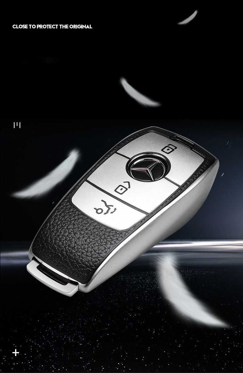 Husa Cheie Auto pentru Mercedes Benz keyless , Tpu, Argintiu/negru