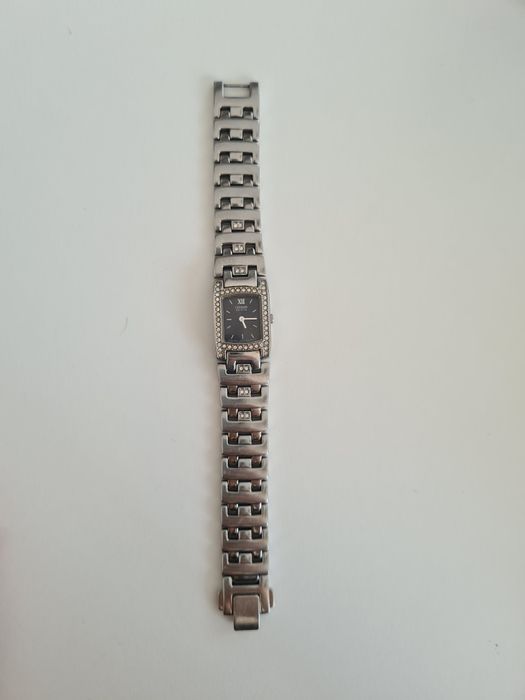 Ceas Citizen Eco-drive Black Dial Silver Tone Watch Diamond Bezel Brac