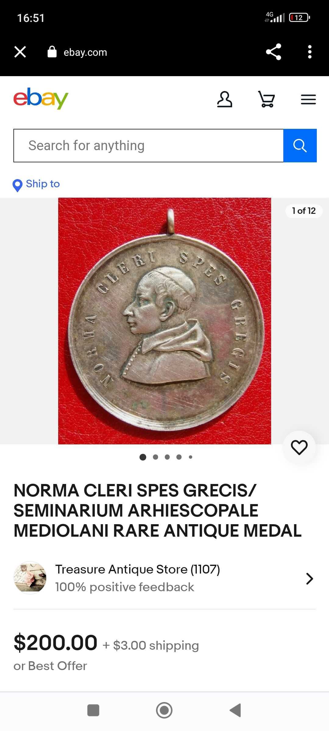 Medaliion  Argint Clerul Speranța Greciei  1890