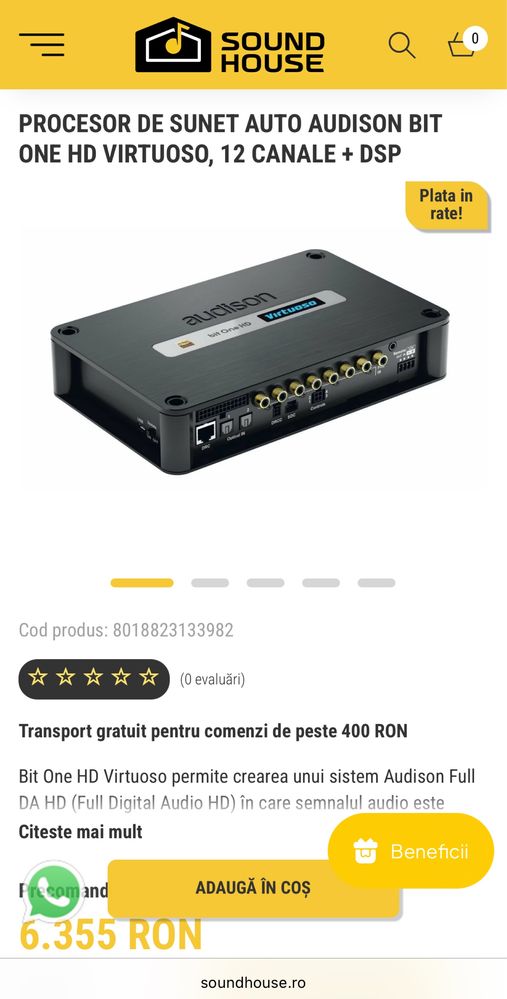 Procesor de sunet auto AUDISON BIT ONE HD VIRTUOSO, 12 CANALE + DSP