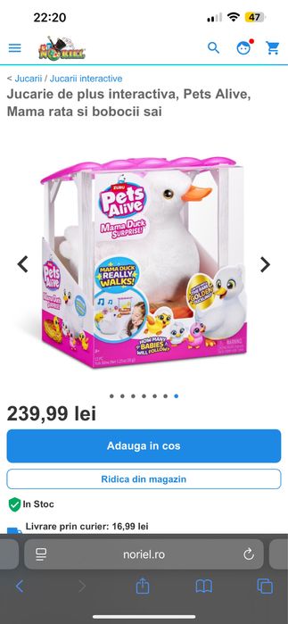 Jucarie interactiva mama rata cu pui Pets Alive