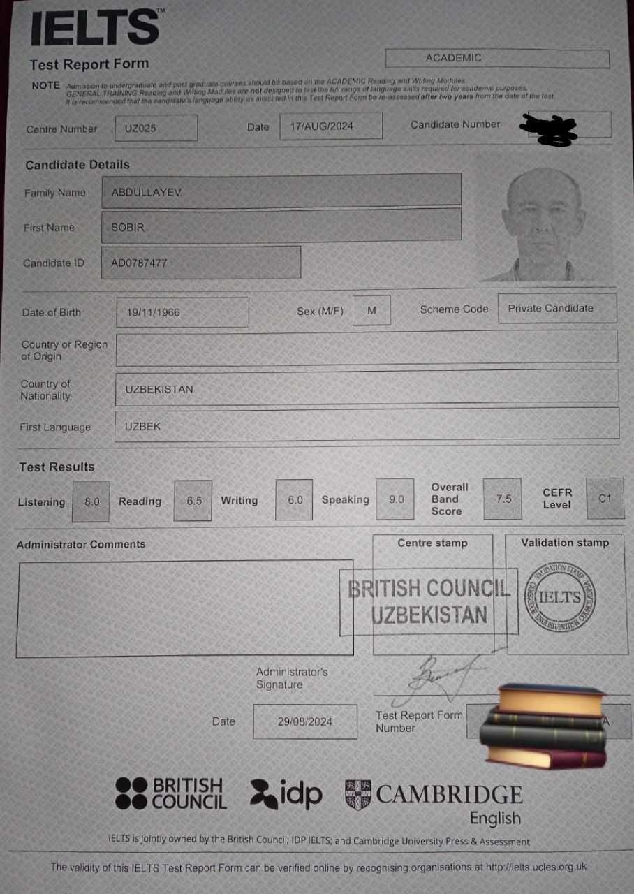 IELTS Онлайн Курс! Тажрибали, мастер Абдуллаев Собир Самодивич