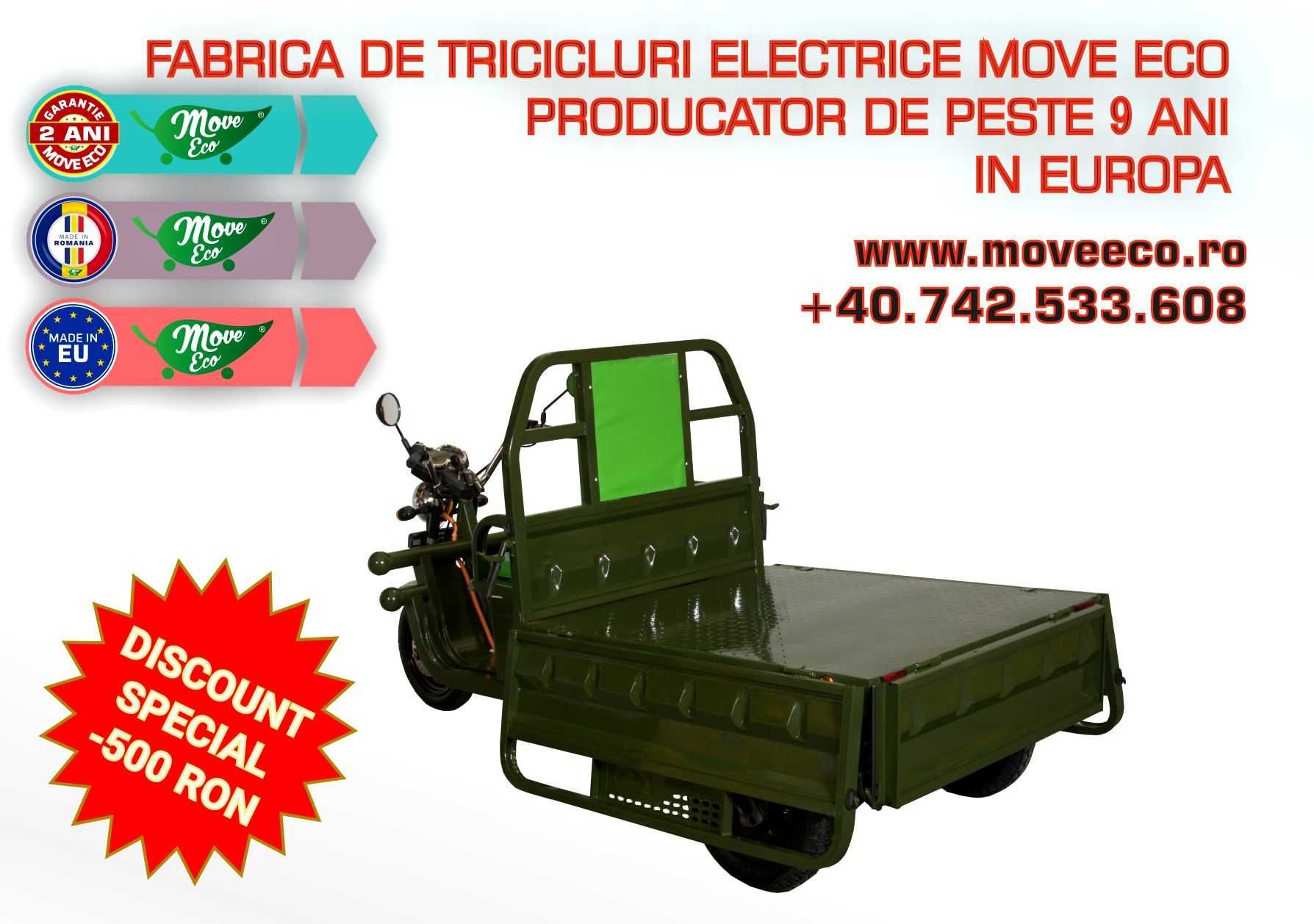Triciclu Cargo 500 EEC MoveEco - Omologat - Fabricat in ROMANIA