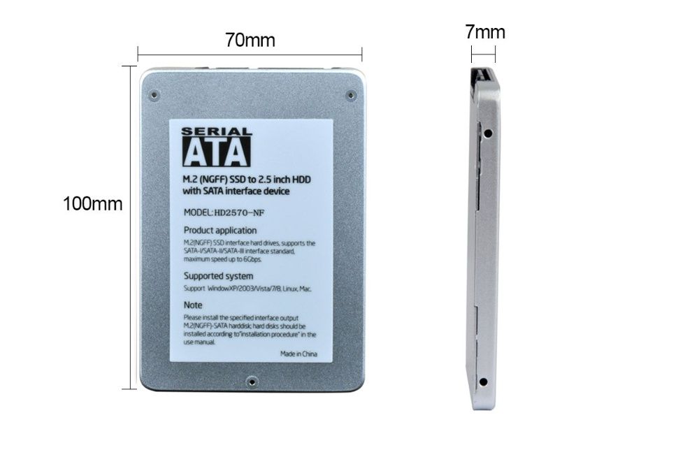 Външна кутия 2,5" SATA3 за M.2 (M2) диск/SSD "Makki" + Гаранция