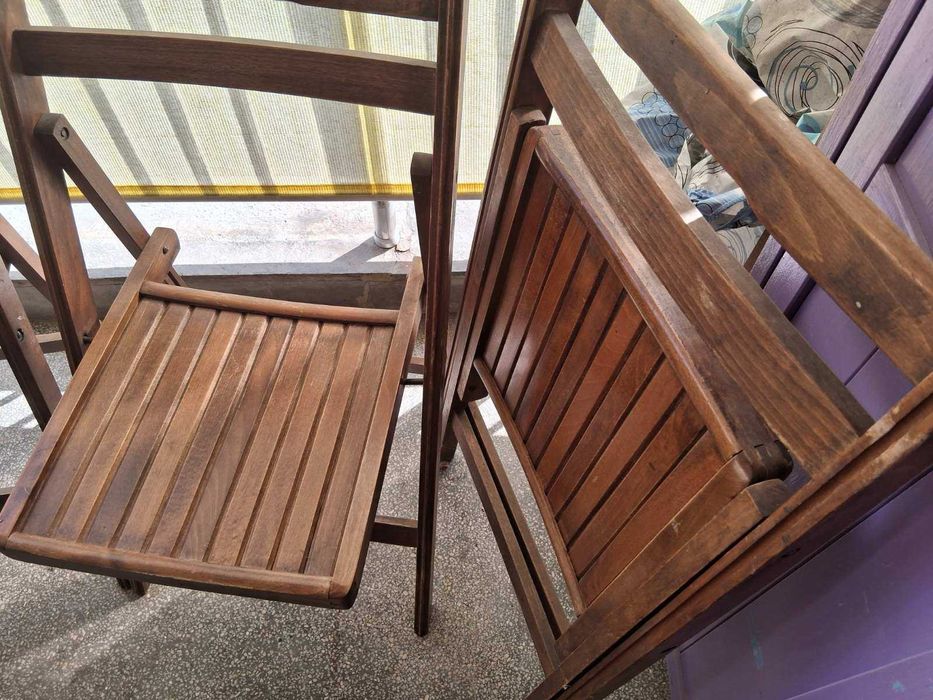 Дървени-масив сгъваеми столове, 4 броя