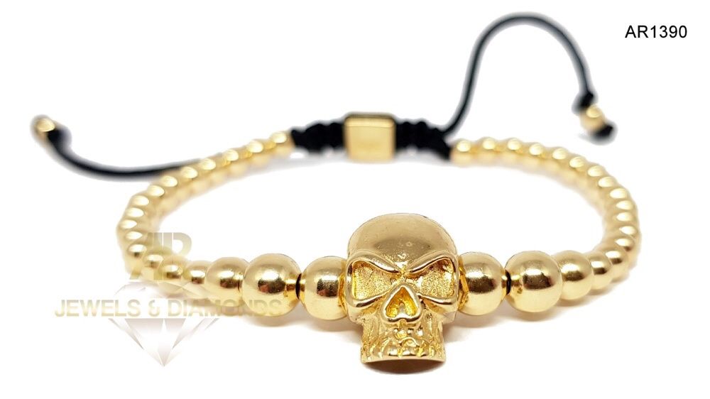 Bratara Aur 14 K model Unisex Skull Collection ARJEWELS(AR1390)