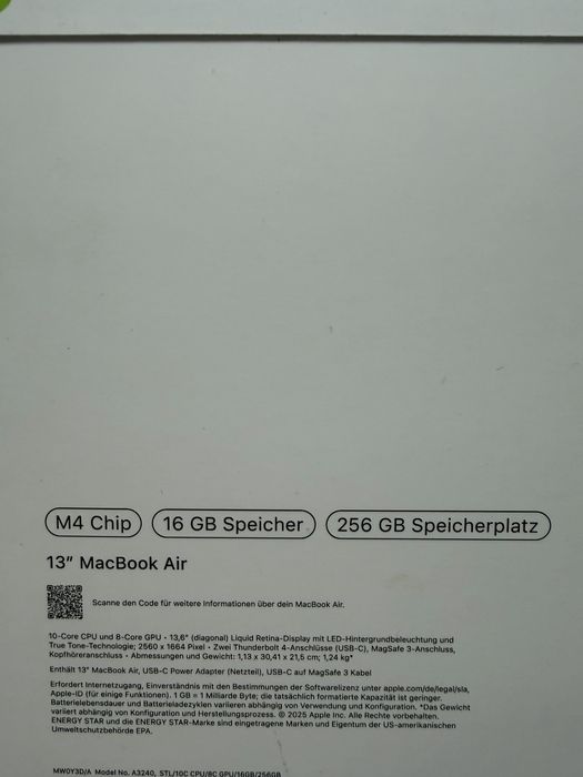 MacBook Air 13’’ - 16Gb/256Gb - M4 Chip - NOU - 2 Ani Garantie !