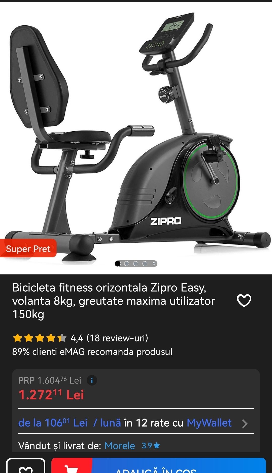 Bicicletă fitness orizontală ZIPRO