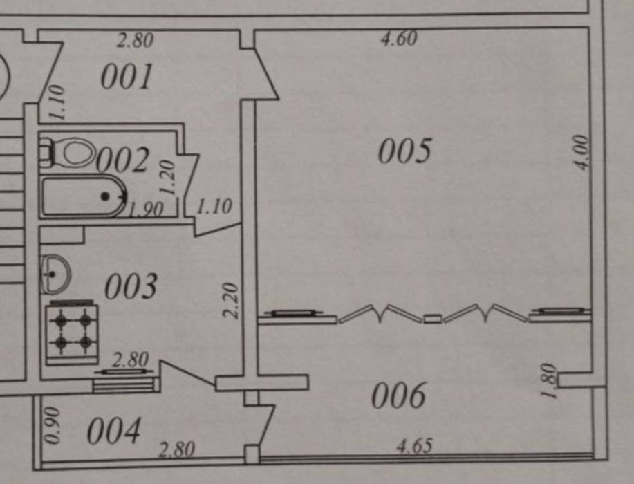 Бобура 1/1/4 общая площадь 42 м²