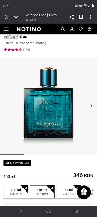 Versace Eros 100ml, original, folosit puțin – miros de lux la preț bun